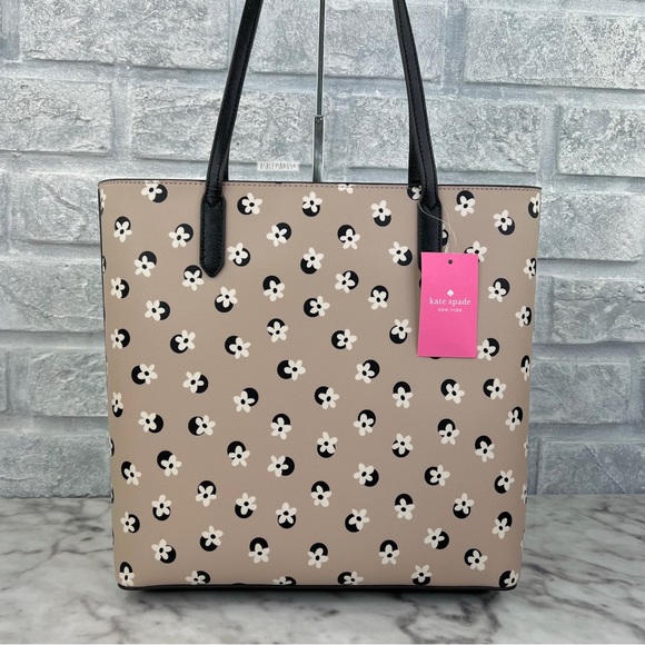 Kate Spade Floral Polka Dot Print Tote & Large Slim Bifold Wallet Neutral Multi - Picture 5 of 13